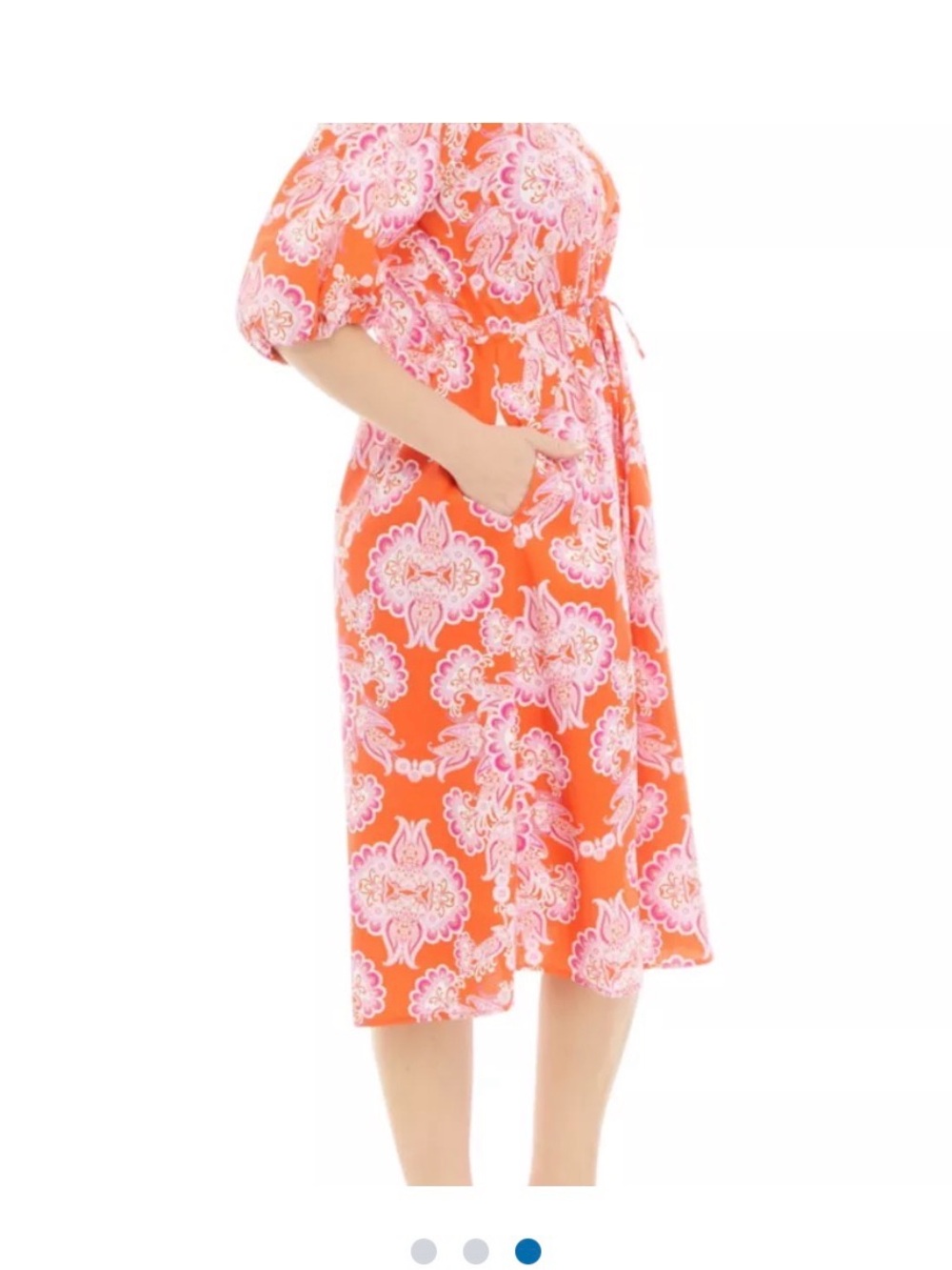 52seven Orange Pink Paisley Tie Waist Midi Dress Size 16